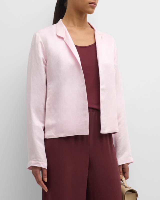 Open-Front Organic Linen-Silk Jacket